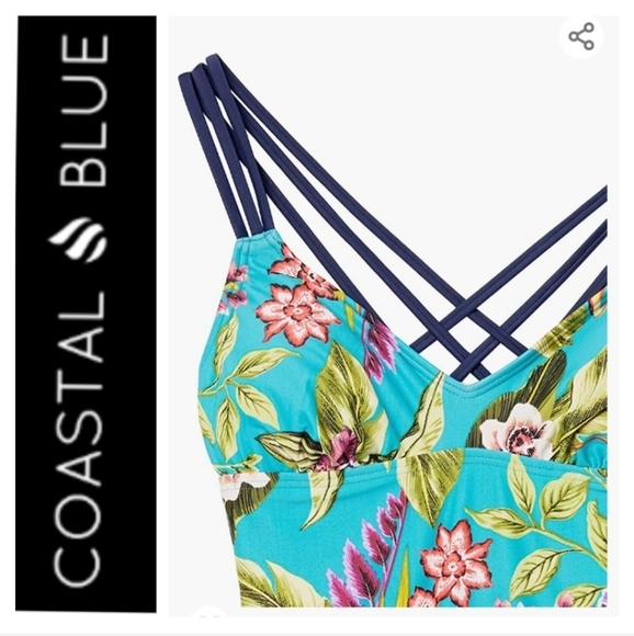 🐳Coastal Blue Women's One Piece Swimsuit. Size M - Picture 3 of 12